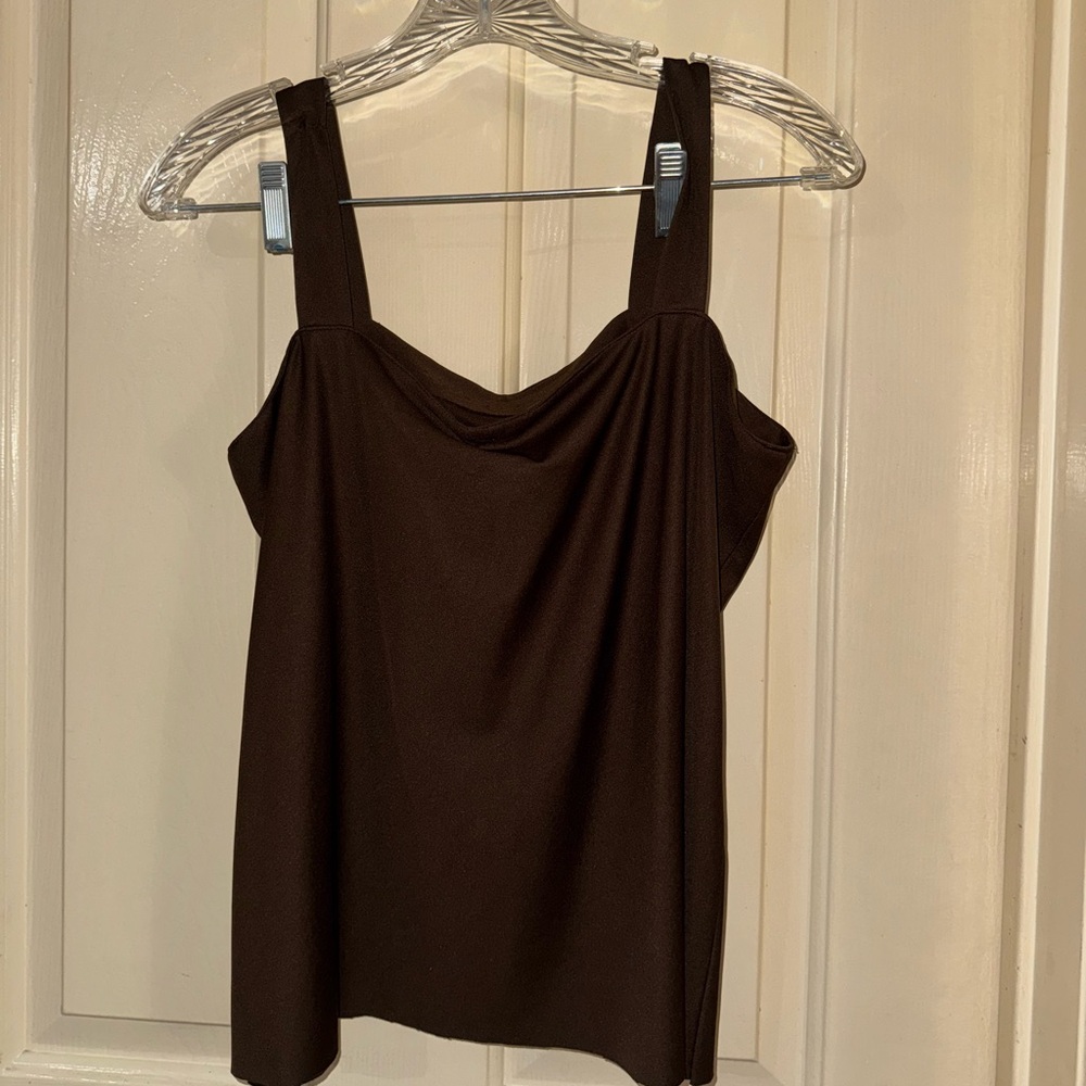 Brown flowy tank